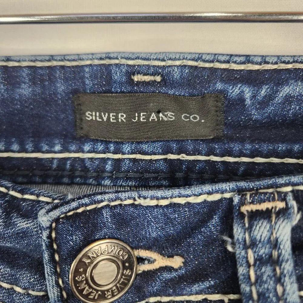 Silver Suki Capri Jeans Womens 27 Low Rise Dark Wash Destroyed Ripped Distressed
